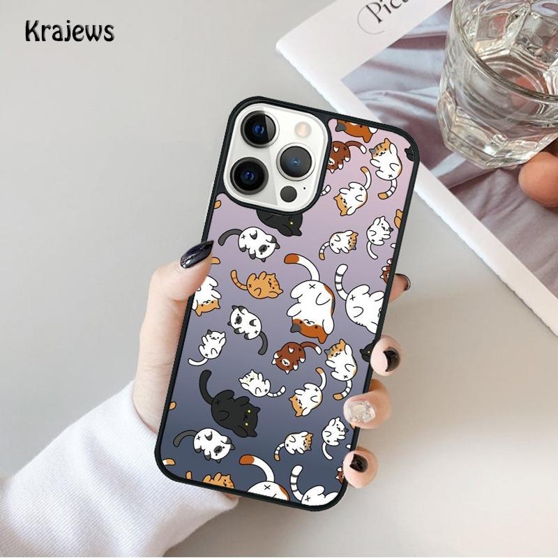 Funny Cartoon Cat Phone Case For iPhone 17 Air 16 15 14 Ma Plus 11 12 13 Pro Ma Phone Cover Coque