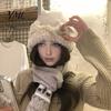 Cold Weather Hat Cat Ear Sherpa Fleece for Women, Windproof Winter Protection Cozy Thermal Hat, Thick Warm Fuzzy Skull Cap Outdoor Cycling Autumn