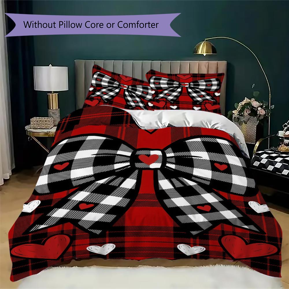 Strawberry and Love Pattern Bedding uilt Set uilt Cover Pillowcase Home Decoration Birthday Gift (1 * duvet cover + 2 * pillowcase without core)