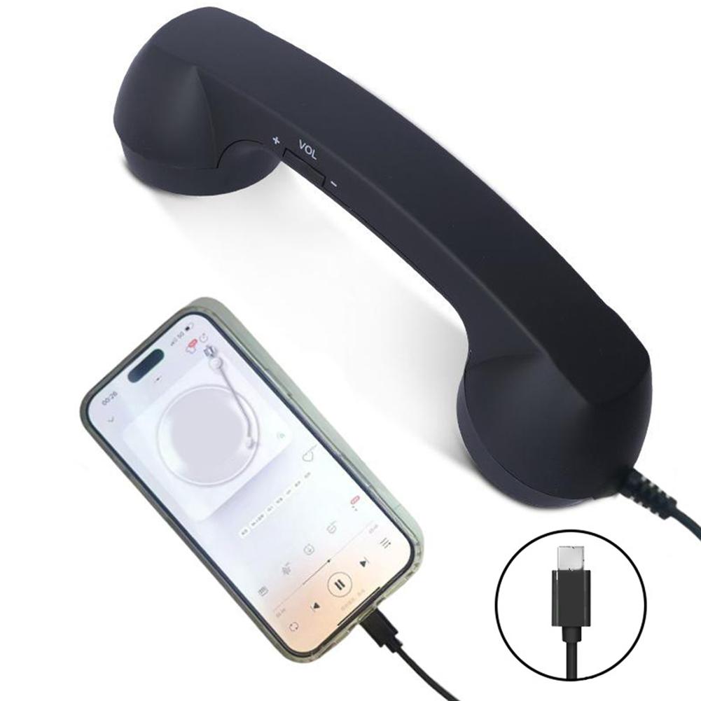 Retro Phone Receiver Cell Phone Handset Type C Radiation Proof Vintage Phone Handset for Smartphone Mobile Accessories