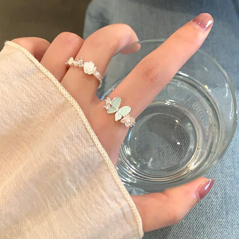 Zir*****il drop butterfly flower opening ring Korean small fresh temperament index finger ring niche versatile light luxury jewelry