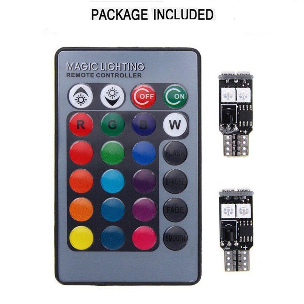 RGB LED Multi Color Light Car Wedge Bulbs Remote Control Car Interior Lights DC 12V Auto Turn Signal Light