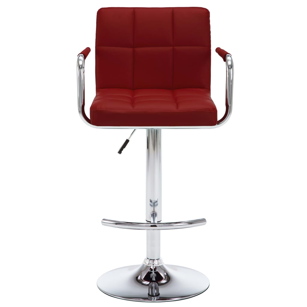 Bar Stool Set 2 Pieces Burgundy Artificial Leather