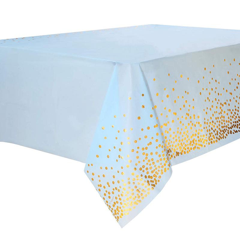 137X274Cm Rectangle Disposable Bronzing Gold Dot Waterproof Party Tablecloth For Birthday Restaurant Wedding Decoration