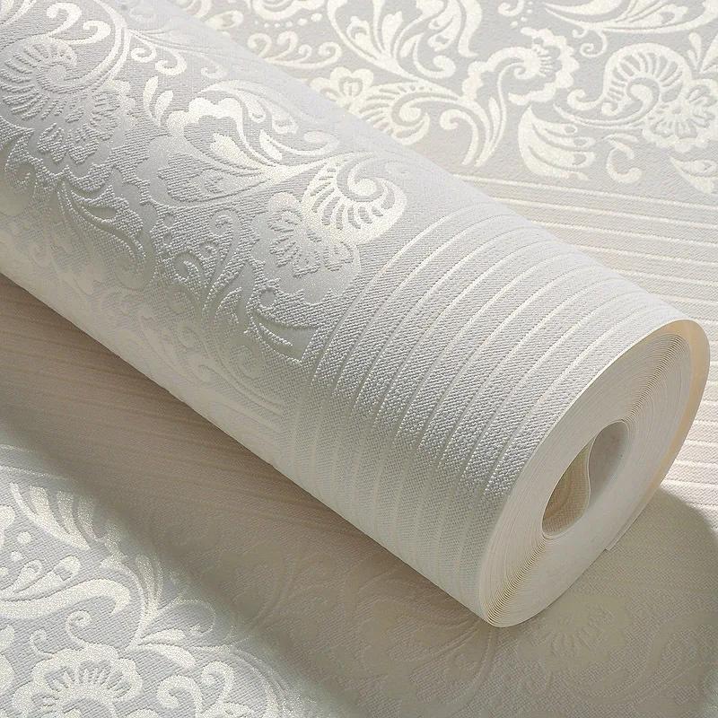

Обои для декора дома Роскошные обои для спальни 3d Полосатые обои Европейский стиль Большие тисненые обои с цветами 0.53 x 3m