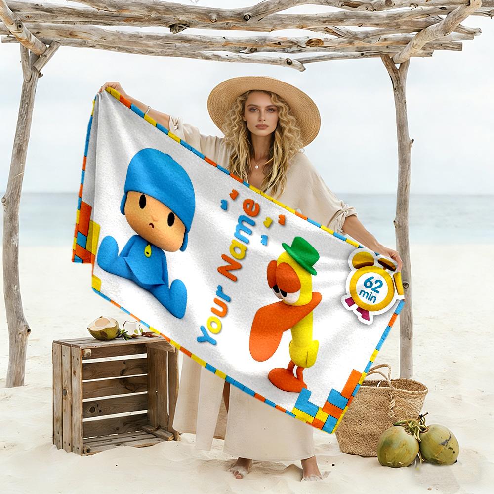 Pocoyo Personalized Name Beach Towel Super Soft Microfiber Quickdry Fabric