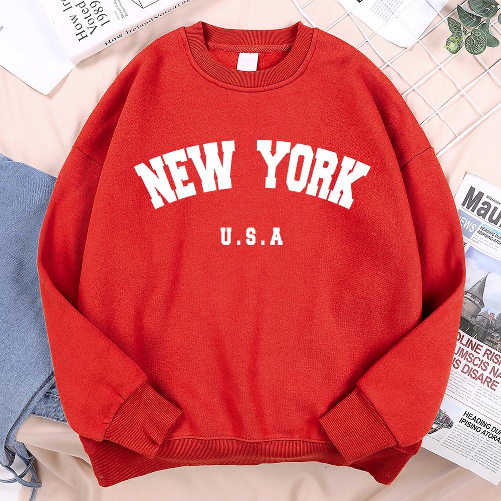 

Нью-Йорк США Принт літер Вуличний одяг Чоловічий Вільний Одяг для фітнесу Модний Високоякісний Худі Флісовий Пуловер Нова Толстовка Жіноча XL червоний