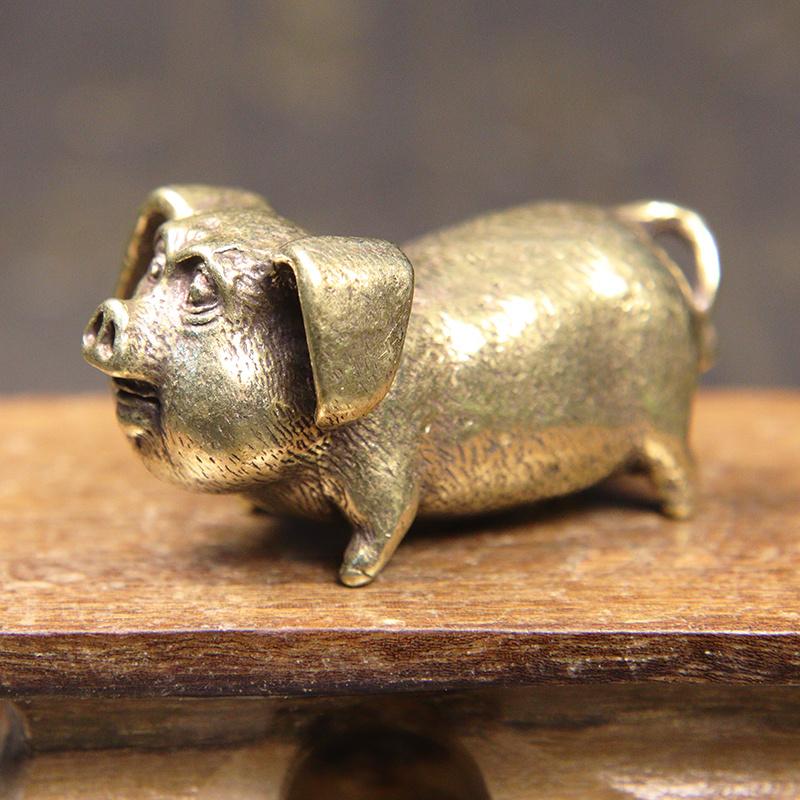 Brass Creative Small Bronze Pig Figurines Chinese Zodiac Pig Ornaments Metal Pendants Ornaments Desktop Decoration Home Decor
