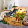 1pc Tom and Jerry Flannel Blanket Soft Warm Throw for Home, Office, Travel, All-Season Cozy Bedding Gift L1387