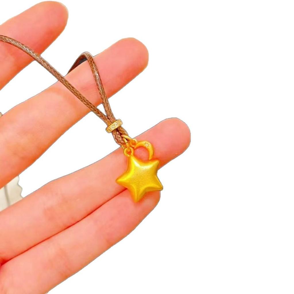 Golden Star Moon Necklace: Chinese Style, Versatile Woven Clavicle Chain