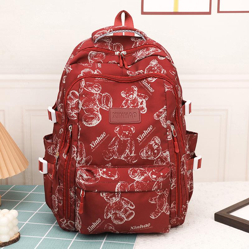Simple travel computer backpack casual solid color bear shoulders junior high school students large capacity student bag schoolbag