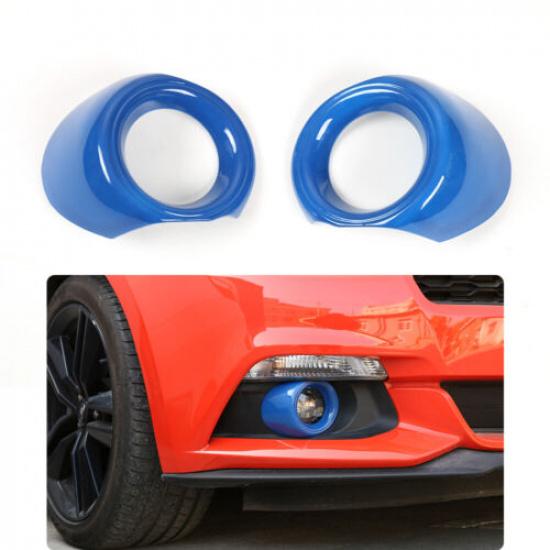 2x Car Front Fog Lamp Cover Light Trim Protector for Ford Mustang 2015-2018 Blue