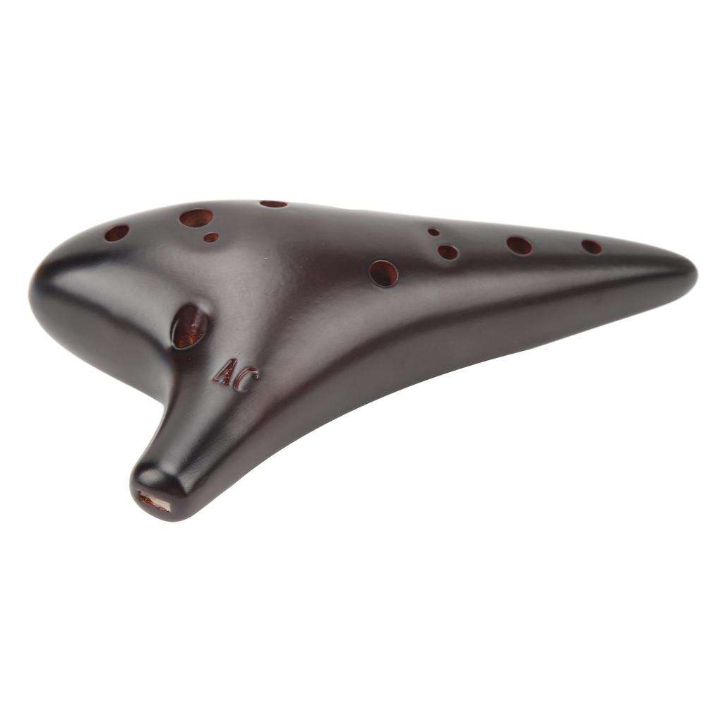 12 Hole Ocarina Ceramic Smouldering Alto C Tone Ocarina Flute Instrument with Neck Rope for Beginners