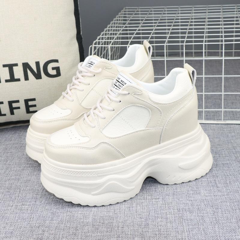 Fashion 12CM Cow Suede Genuine Leather Women Vulcanized Shoes Platform Wedge Skate Boarding High Brand Heels Casual Summer Shoes