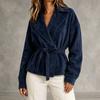 Giacca da Donna in Ecopelle con Collo a Revers e Cintura in Vita per Uso Quotidiano Casual