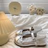 Silver French Bow Ballet Shoes Spring and Autumn New Soft Sole with Skirt Mary Jane Small Leather Shoes