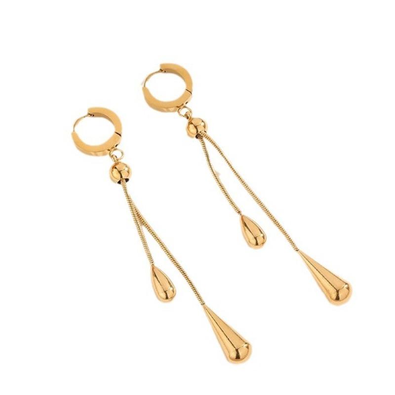 Light luxury tassel necklace earring jewelry set Fashionable high-end titanium steel jewelry set