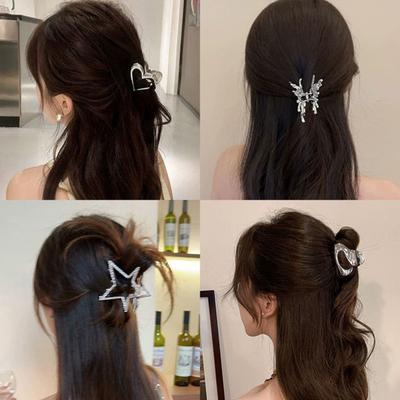 Haarnadel Klein Kompakt Metall Haarspange Silber Farbe Schmetterlinge Form Hinterkopf Haarkralle Haarstyling-Werkzeug Haaraccessoires