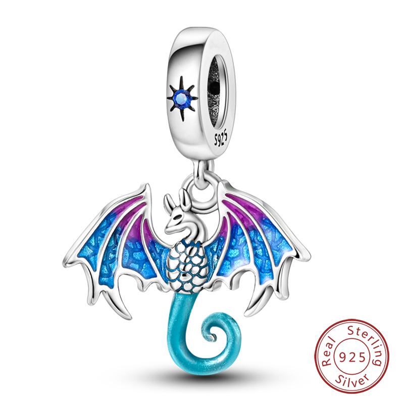 Original Copper Charm Beads Cute Fire Dragon Fantasy Flying Dragon Pendant For Diy Bracelet Bangle Fine Jewelry