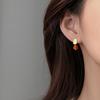 Persimmon Ruyi Earrings, National Matte Creative Design, Persimmon Red Round Bead Earrings, Gentle Temperament Red Earrings