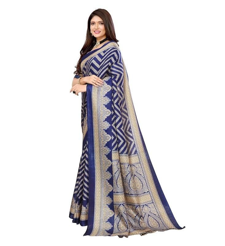 TreegoArt Fashion Women's Kalamkari Art Silk Bollywood Style Saree With Unstitched Blouse Piece - Pack Of 1