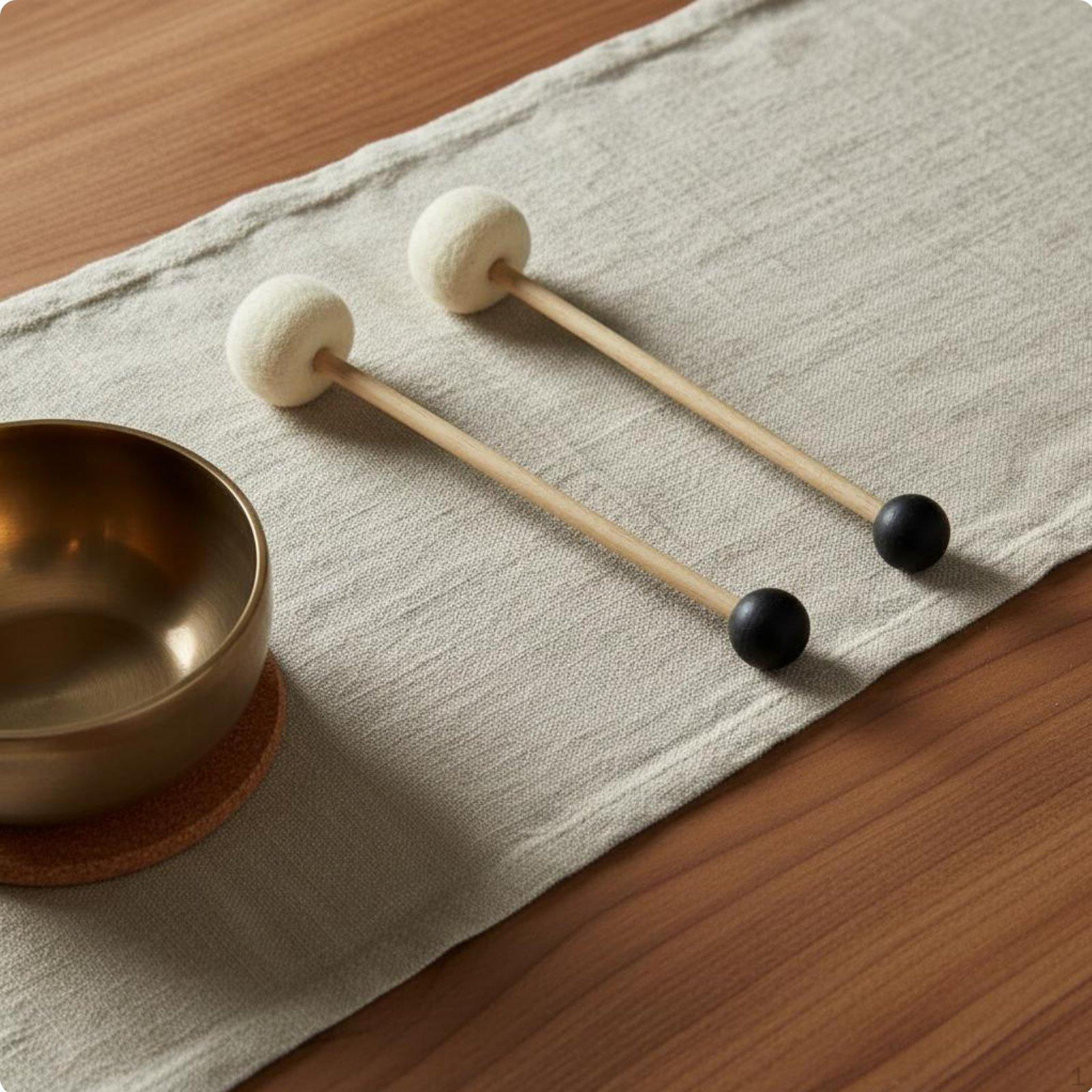 Tibetan Resonance Bowl Mallet Beech Wood Handle Wooden Double End Percussion