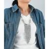 Layered Tassel Beaded Alloy Necklace Women Long Statement Chain With Geometric Pendant Gold/ Lightweight Fashion
