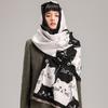 Warm Oversized Knitted Shawl Women Cat Print Multi-Color Winter Thick Faux Cashmere Wrap Scarf