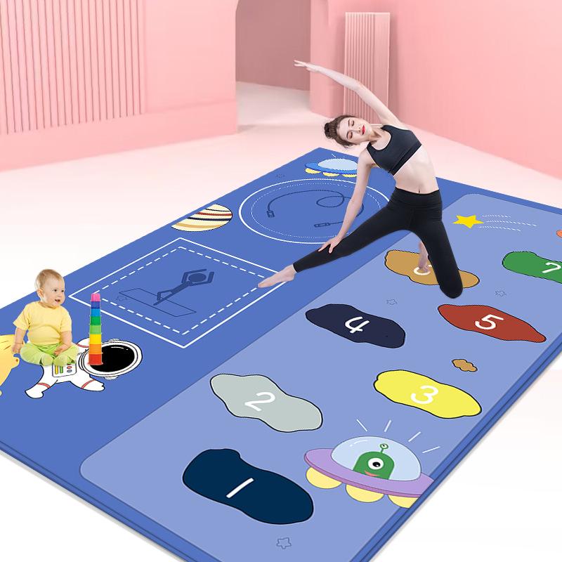Pogrubiona Antypoślizgowa Mata do Jogi i Fitnessu Redukująca Hałas, Bardzo Szeroka i Długa do Aerobiku w Domu lub Tańca Dzieci
