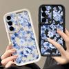 Blue Flower Pattern Soft Phone Case For Samsung Galaxy S26 S25 S24 S23 S22 S21 Ultra S25 Edge S24 S25 FE S22 Plus TPU Back Cover