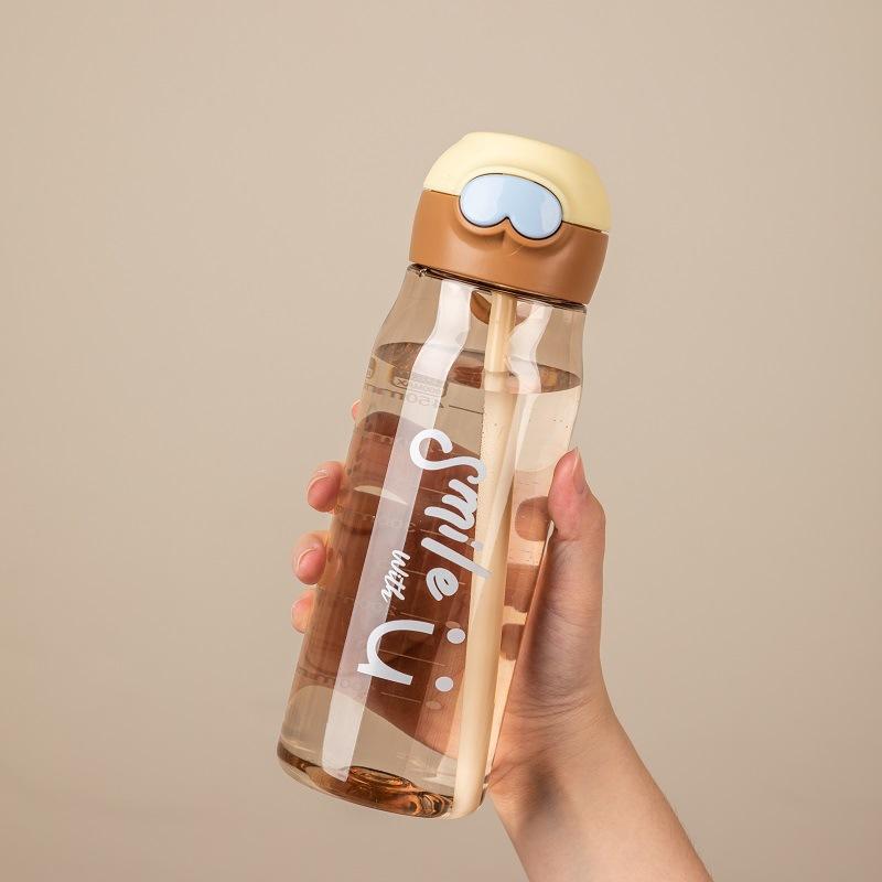 

480ml Simple Plastic Transparent Water Cup Portable Leakproof Anti-Drop Water Bottle For Outdoor Camping Sports 480ml