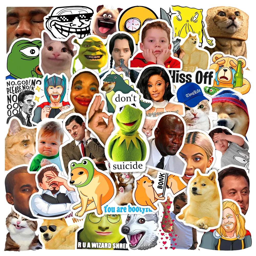 50Pcs Meme Funny Stickers Graffiti Decal Waterproof Diy Notebook Stationery Fridge Luggage Joke Sticker Toy Gift