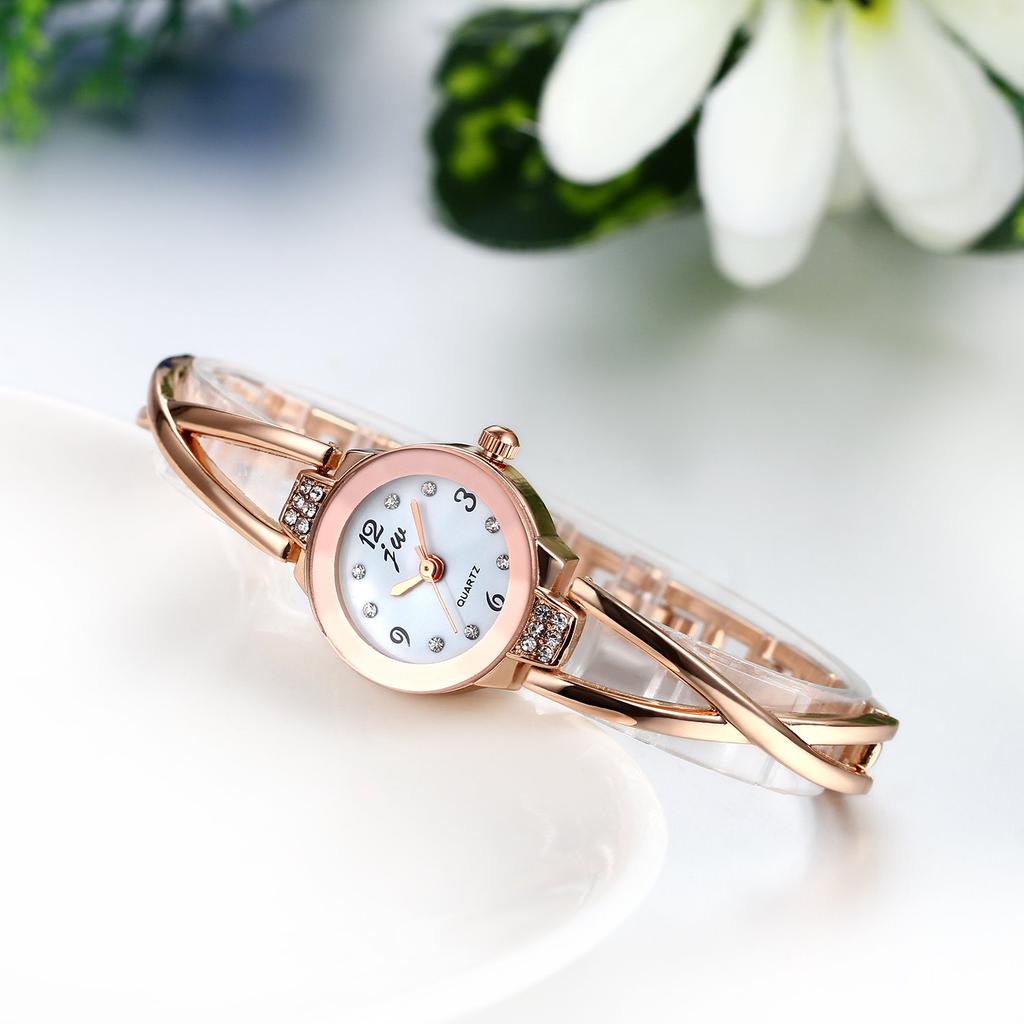 JewelryWe 2-teiliges Set Glitzernde Niedliche Uhr Schlichte Mode Geburtstagsgeschenk für Frauen Valentinstag