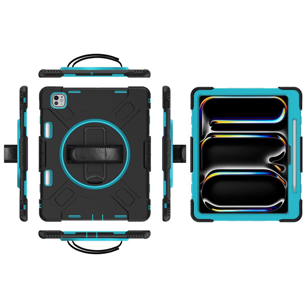 Für iPad Pro 13 (2024) Ständer Hülle Stoßfeste Tablet Hülle mit Schultergurt