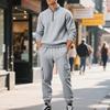 Set di pantaloni da lavoro casual da uomo Autunno/Inverno, stile vintage, foderati in pile, termici, con cerniera