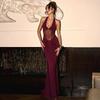 European and American Style Dress 2026 Summer New Lace-up Neck Sexy Streamer Mesh Splicing Dress Long Dress