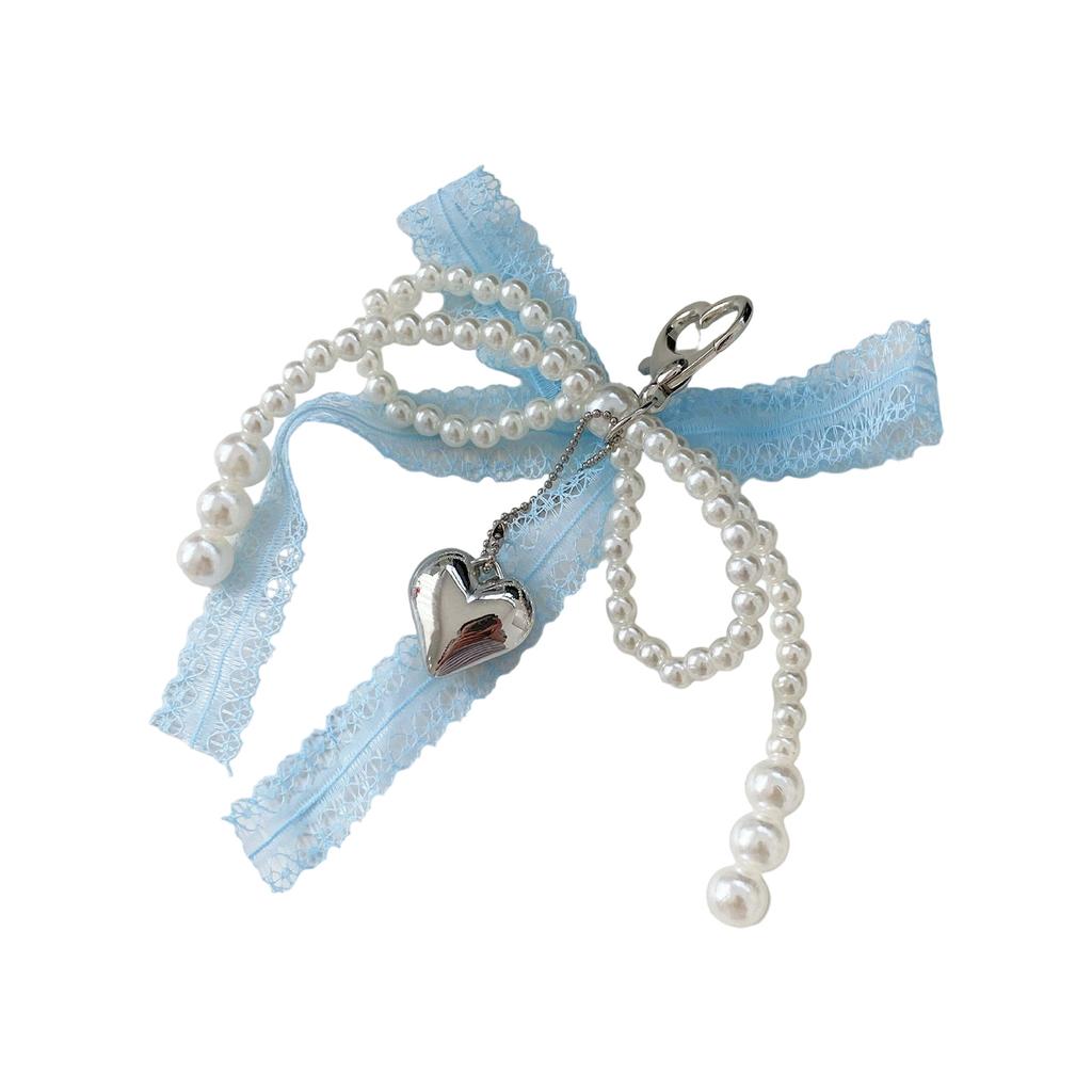 Pingente Charm de Bolsa Laços de Pérola Estético Charms de Bolsa Estéticos Chaveiros Estéticos Argola de Chave para Mulheres Mochila Bolsa Decorações de Bolsa