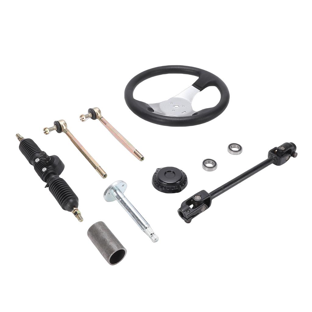 300mm Go Kart Steering Wheel 3 Spoke with 320mm Adjustable Shaft Rack and Pinion Small Gear Pull Rod Rack for 110ml