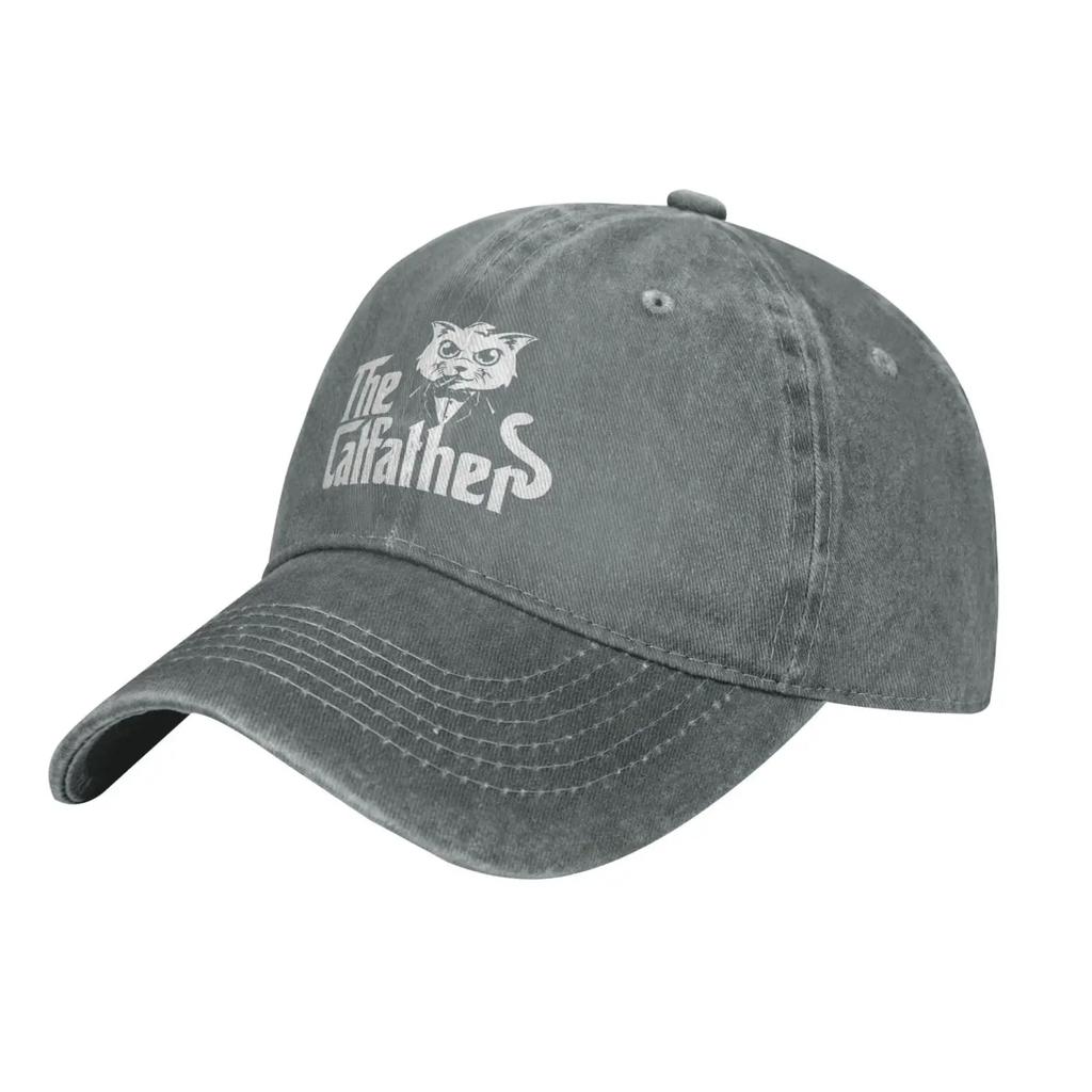 The Catfather Men's Hat Vintage Cotton Washed Baseball Caps Adjustable Low Profile Trucker Hat Gray
