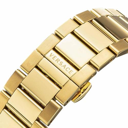 Versace Sporty Greca Watch, 46mm, VESO00922, Men's, Gold, Black Dial, Quartz Movement, Water Resistant, Sapphire Crystal