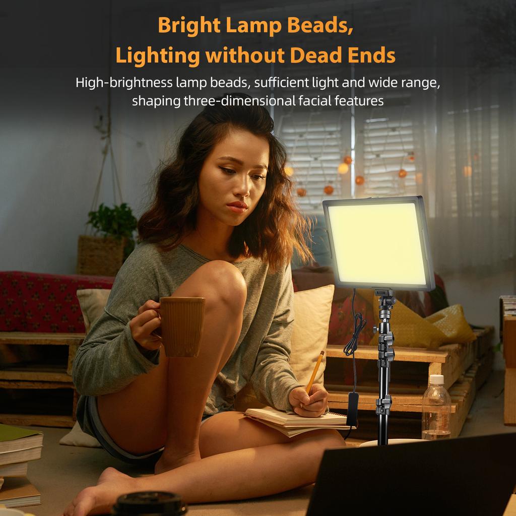 2 Packs LED Video Light Kit 15W LED Light Panel with 1.2M Metal Light Stands Phone Holders