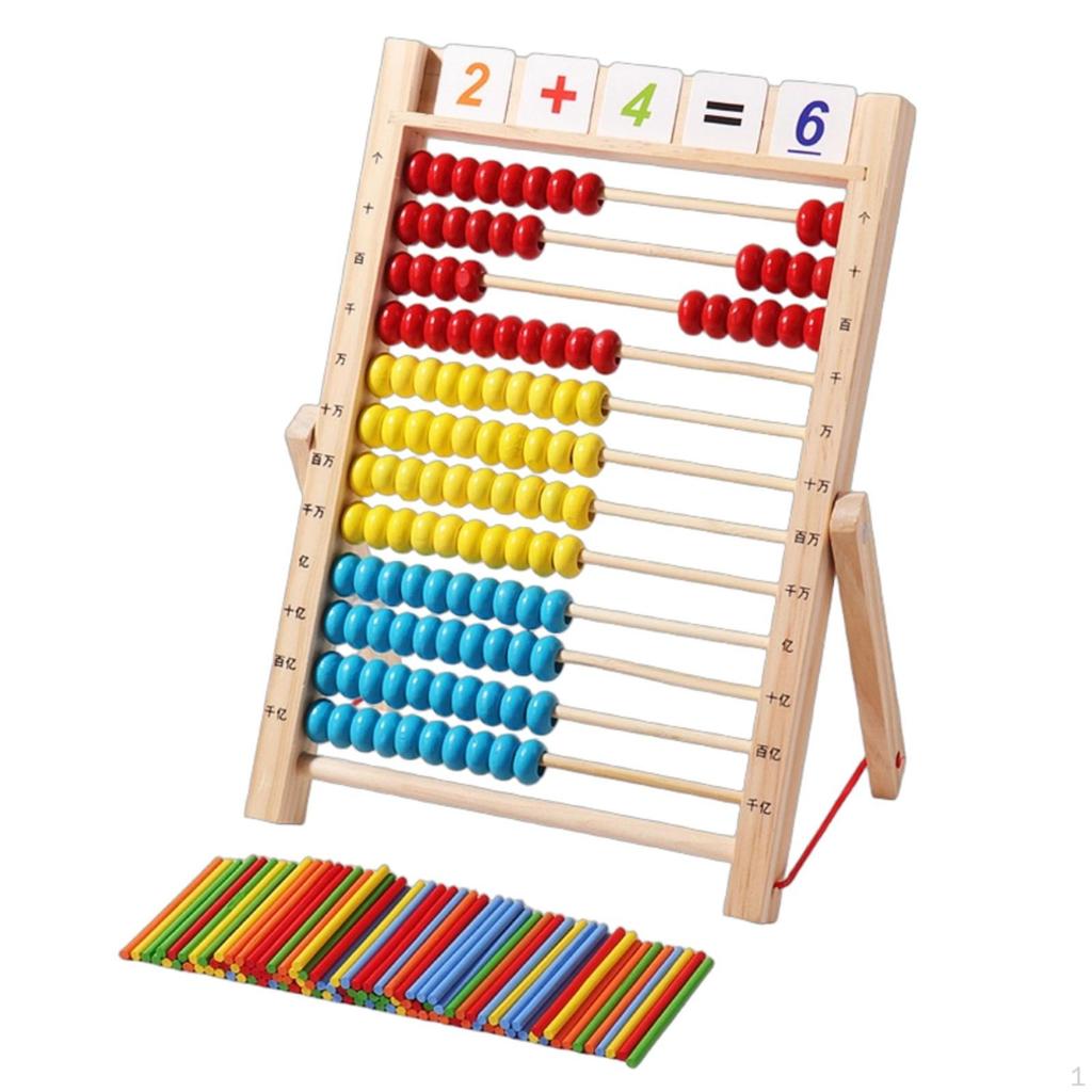 Arithmetic Abacus with Stand Educational Wooden Handson Counting Toy Beads for
