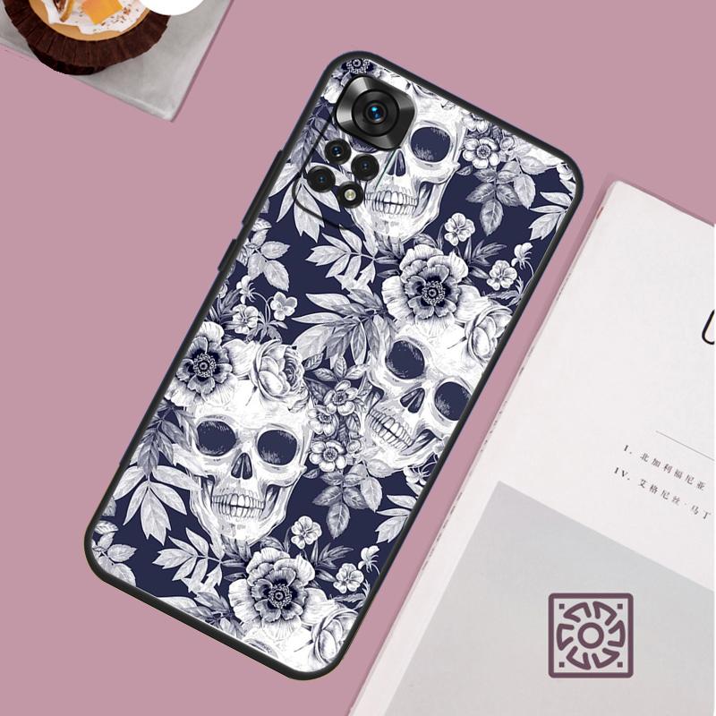 Gothic Floral Skull Case For Xiaomi Redmi Note 14 Pro 13 12 11 10 15 Pro Plus Redmi 15 15C 14C 13C 10C 12C Cover