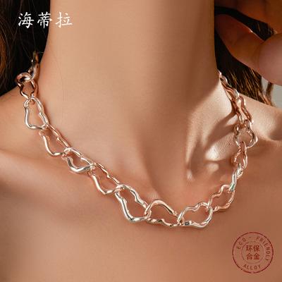 Irregular Ring Short Alloy Necklace, Personalized Punk Hip Hop Simple Versatile Collarbone Chain