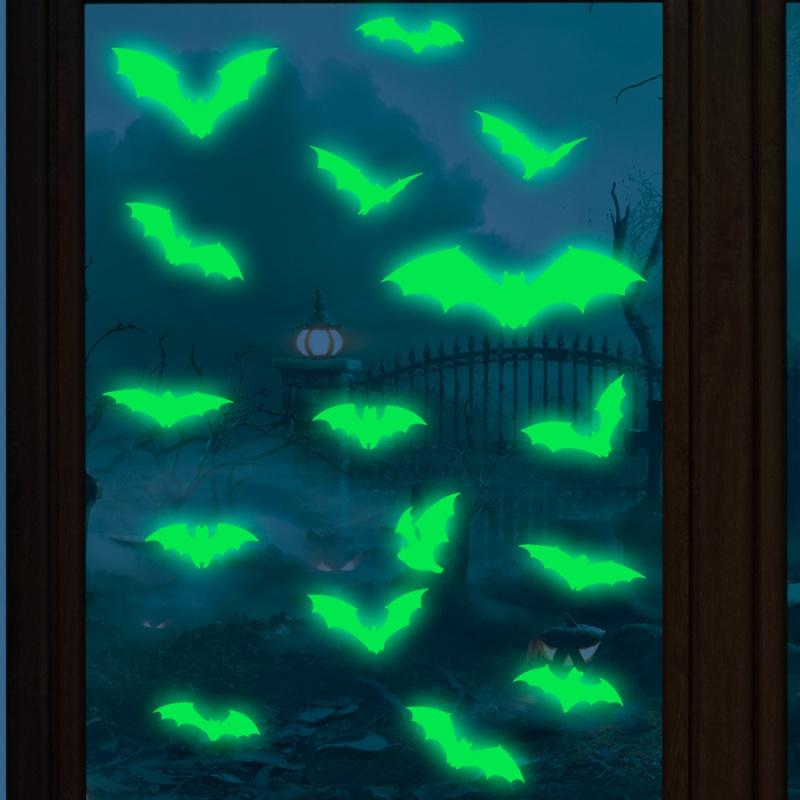1pcHalloween Luminous Bat Wall Stickers Party Decoration Stickers Window Stickers Bedroom Bar Wall Stickers Holiday Decoration S