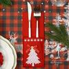 4 Pieces/Set Christmas Tree Dinnerware Holder Bag Cutlery Storage Pouch Decoration Organizer Fork Spoon Festival Party