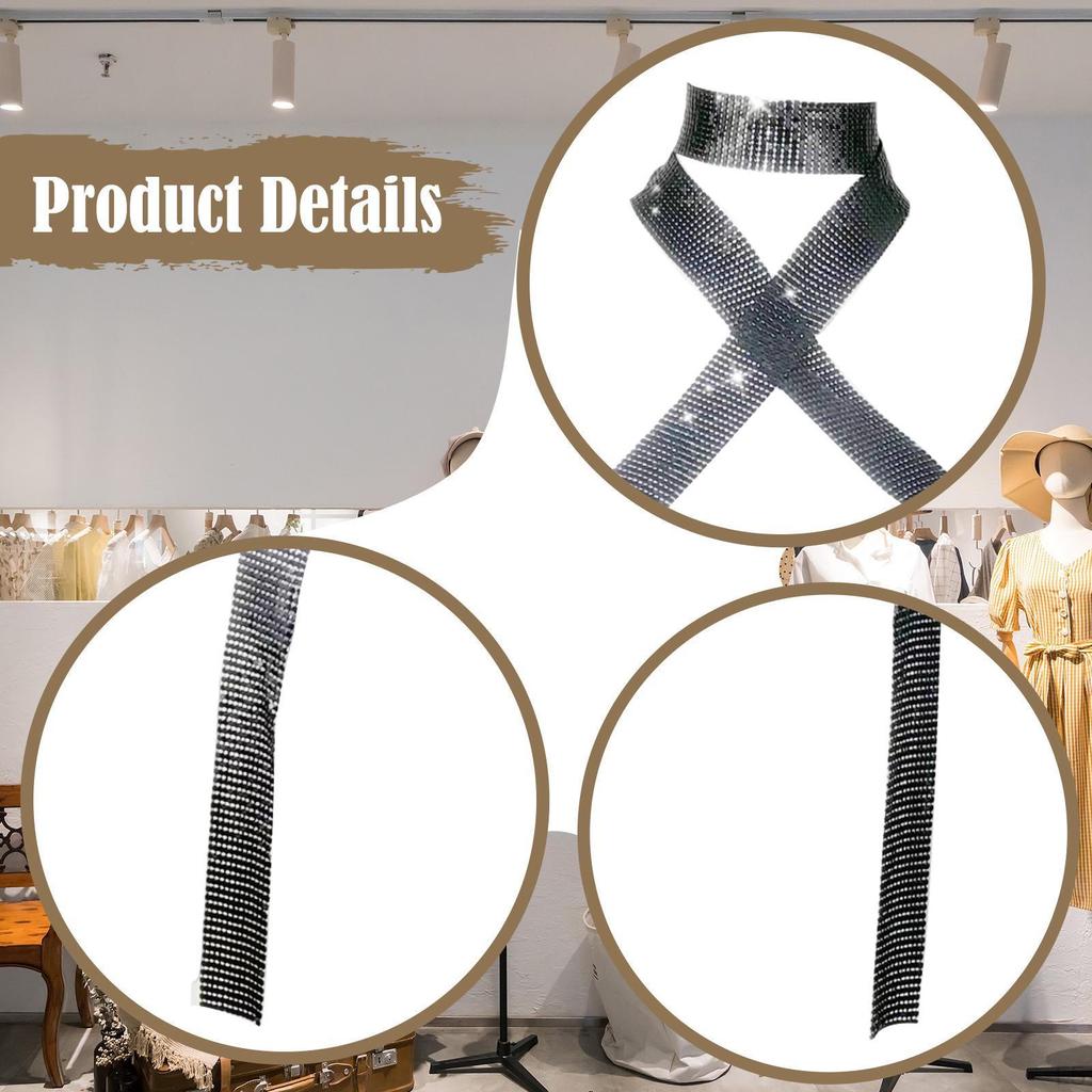 Metal Sequins Neck Tie Scarf Evening Swimwear Lightweight