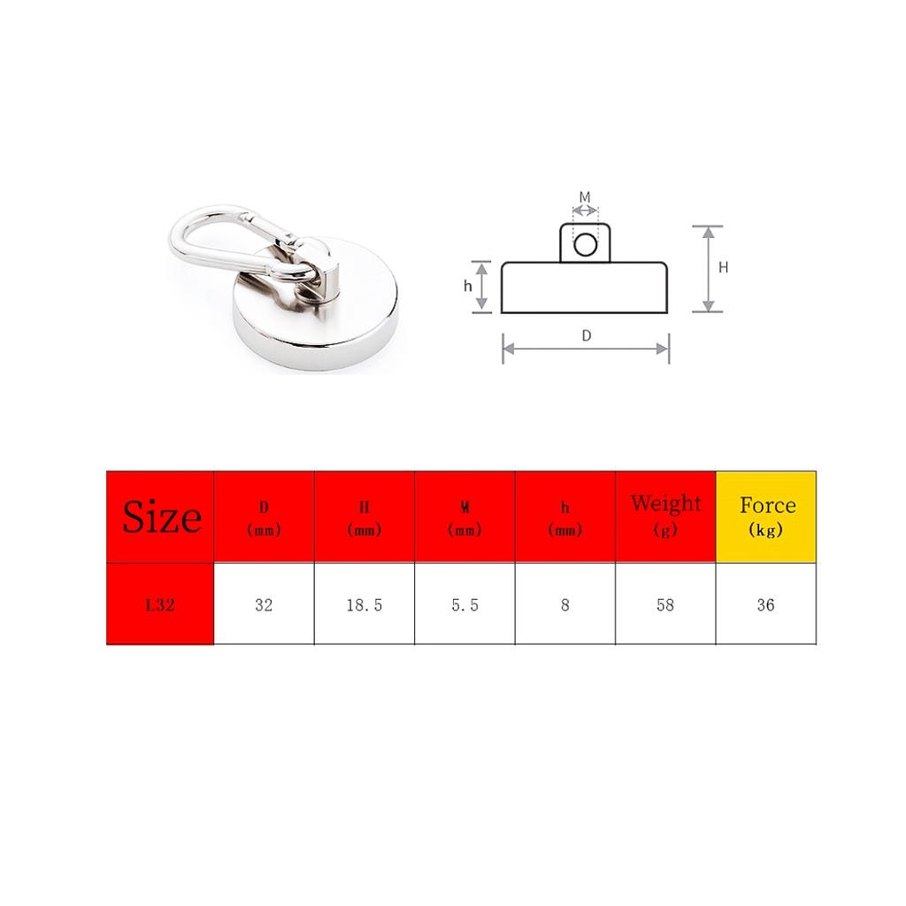 Strong Magnetic Hooks Magnetic Hooks Heavy Duty Strong Neodymium Magnets with Carabiner Hook, Magnet Hooks with Swivel for Kitch