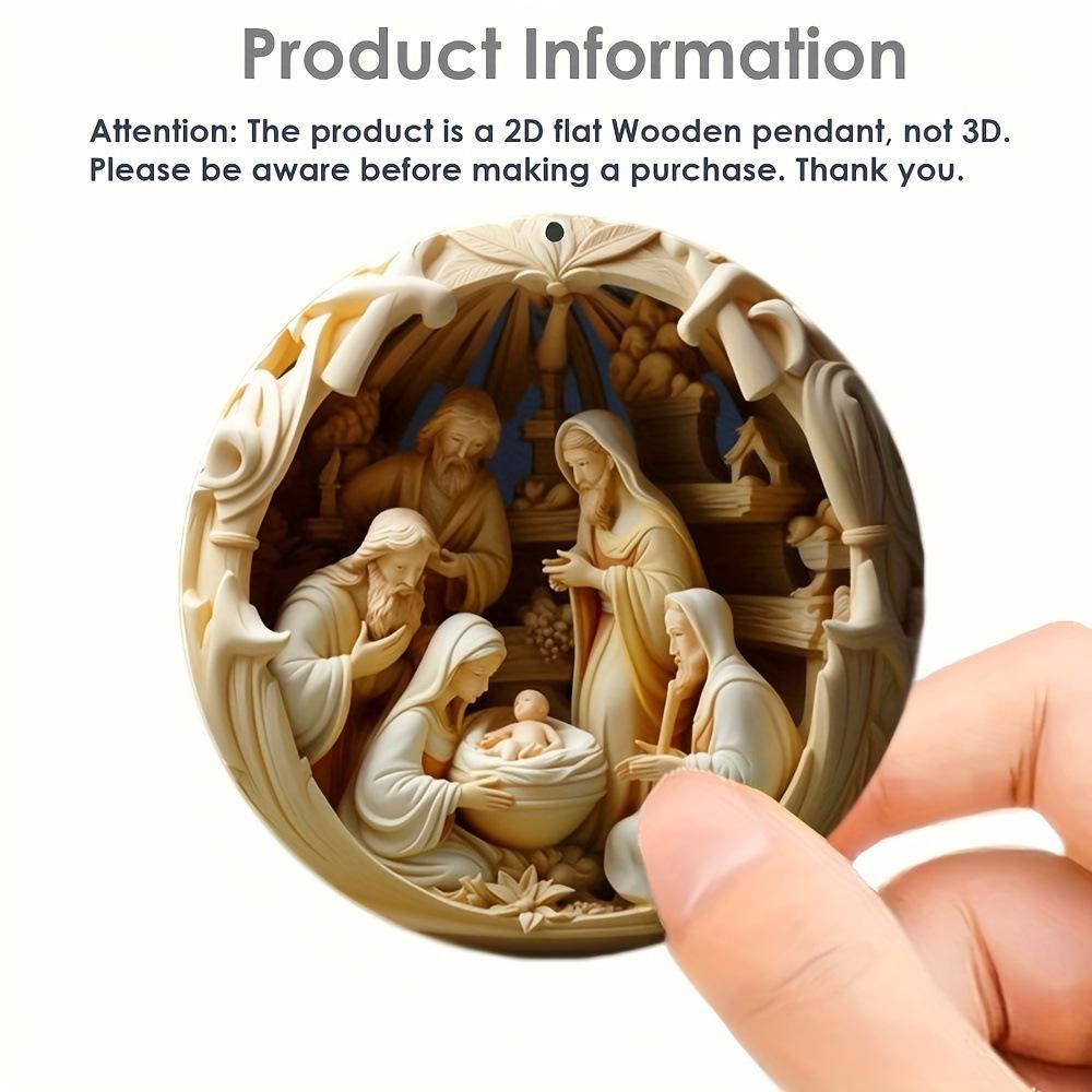 12pcs/set Christmas Ornaments Jesus Family Prayer Wood Pendant Ornaments for Home Car Decor 2D