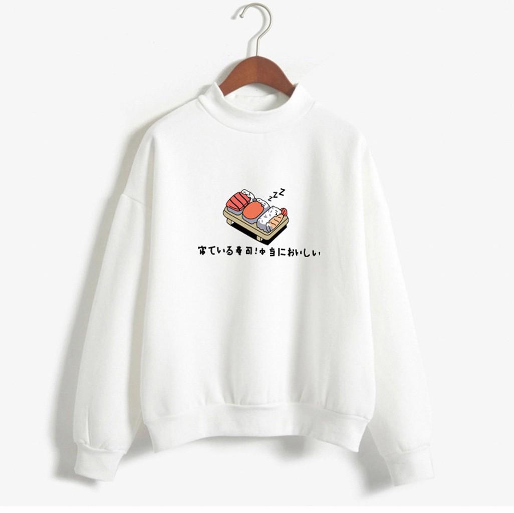 

Жіноча модна вільна блуза з принтом для суші з довгим рукавом і футболка L білий